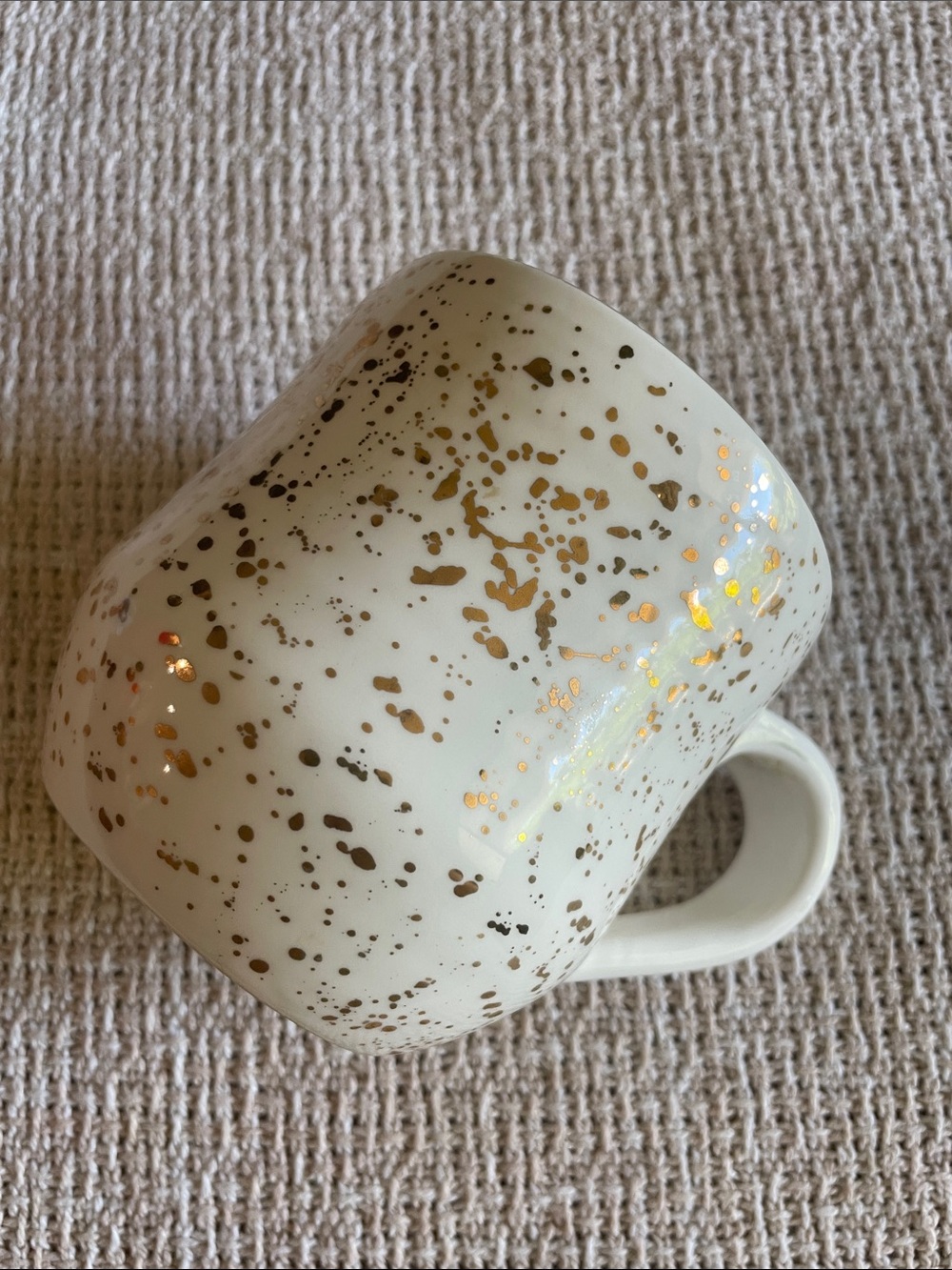 Ceramic White Mug with Gold Speckle Accent